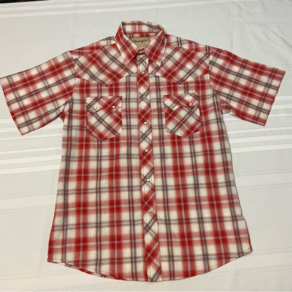 Wrangler Mens Western Pearl Snap Shirt - Red Plaid - No size see measurements - Picture 1 of 9